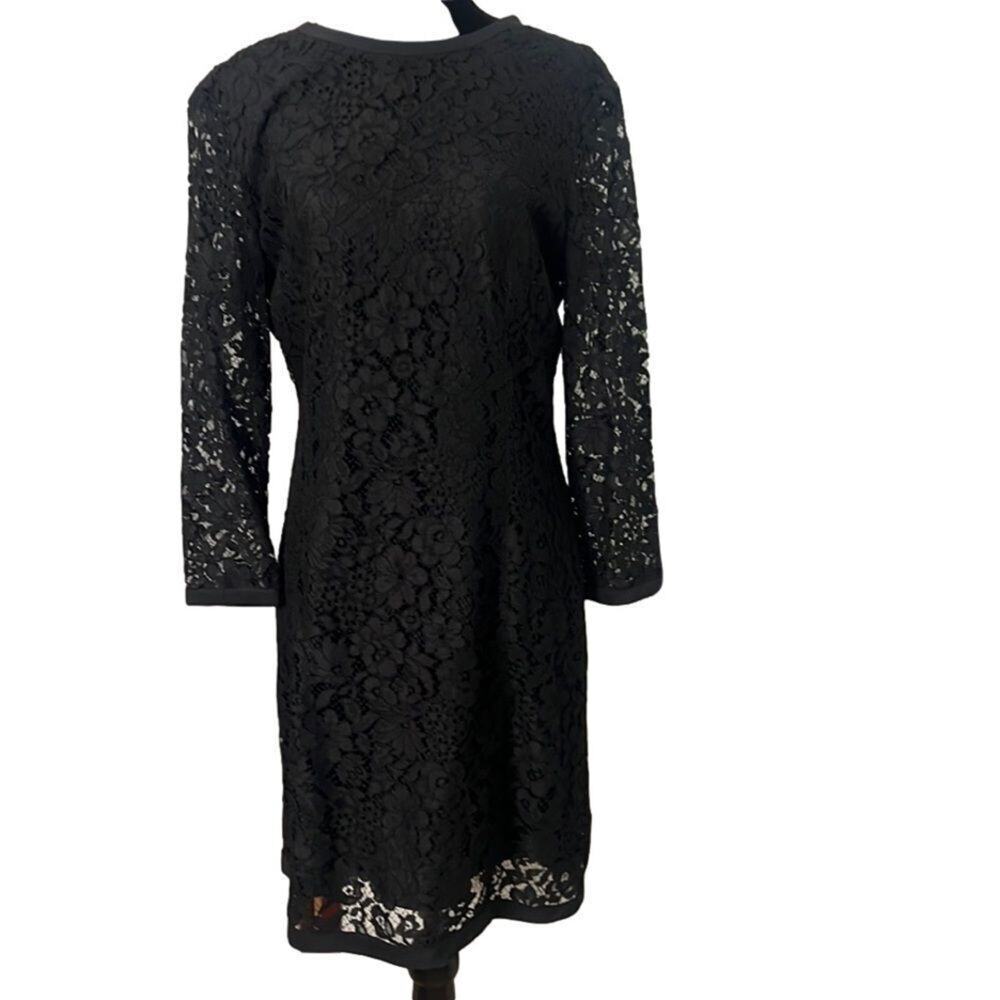 JOSEPH GEORGIA LACE PATTERN SILK BLACK MINI DRESS SIZE F44 US 12
